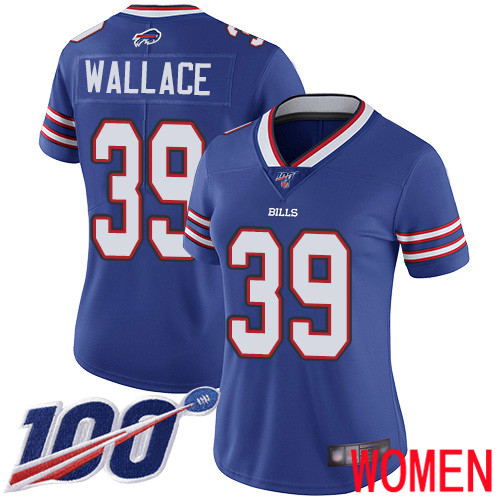 Women Buffalo Bills 39 Levi Wallace Royal Blue Team Color Vapor Untouchable Limited Player 100th Season NFL Jersey